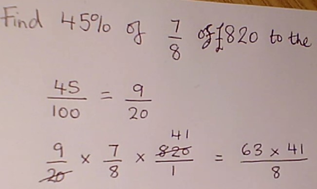 Video on a percentage of a fraction of an amount